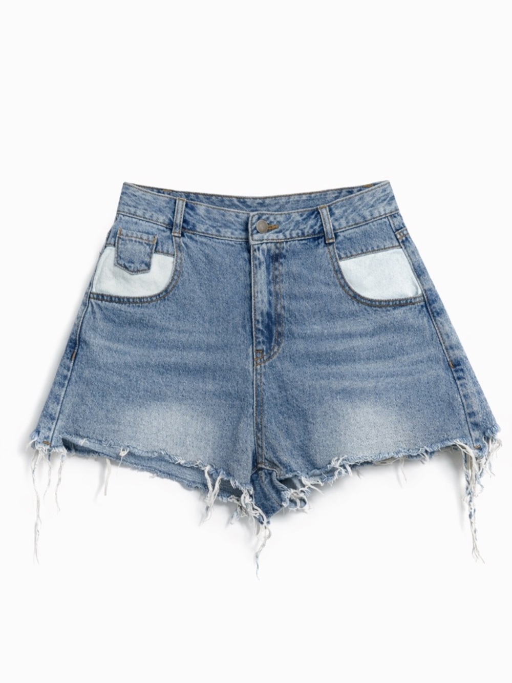 DAZY Frayed Hem Mid-Rise Denim Shorts 100% Cotton